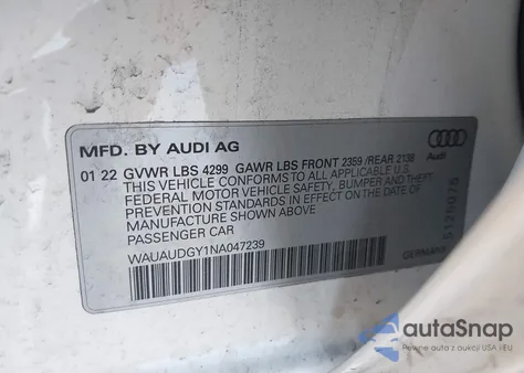 2022 Audi A3 Premium 40 Tfsi Front-Wheel Drive S Tronic z USA, uszkodzony, nr VIN WAUAUDGY1NA047239